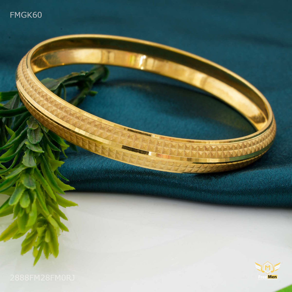 Four Line Shining gold plated kada for Men FMGK60