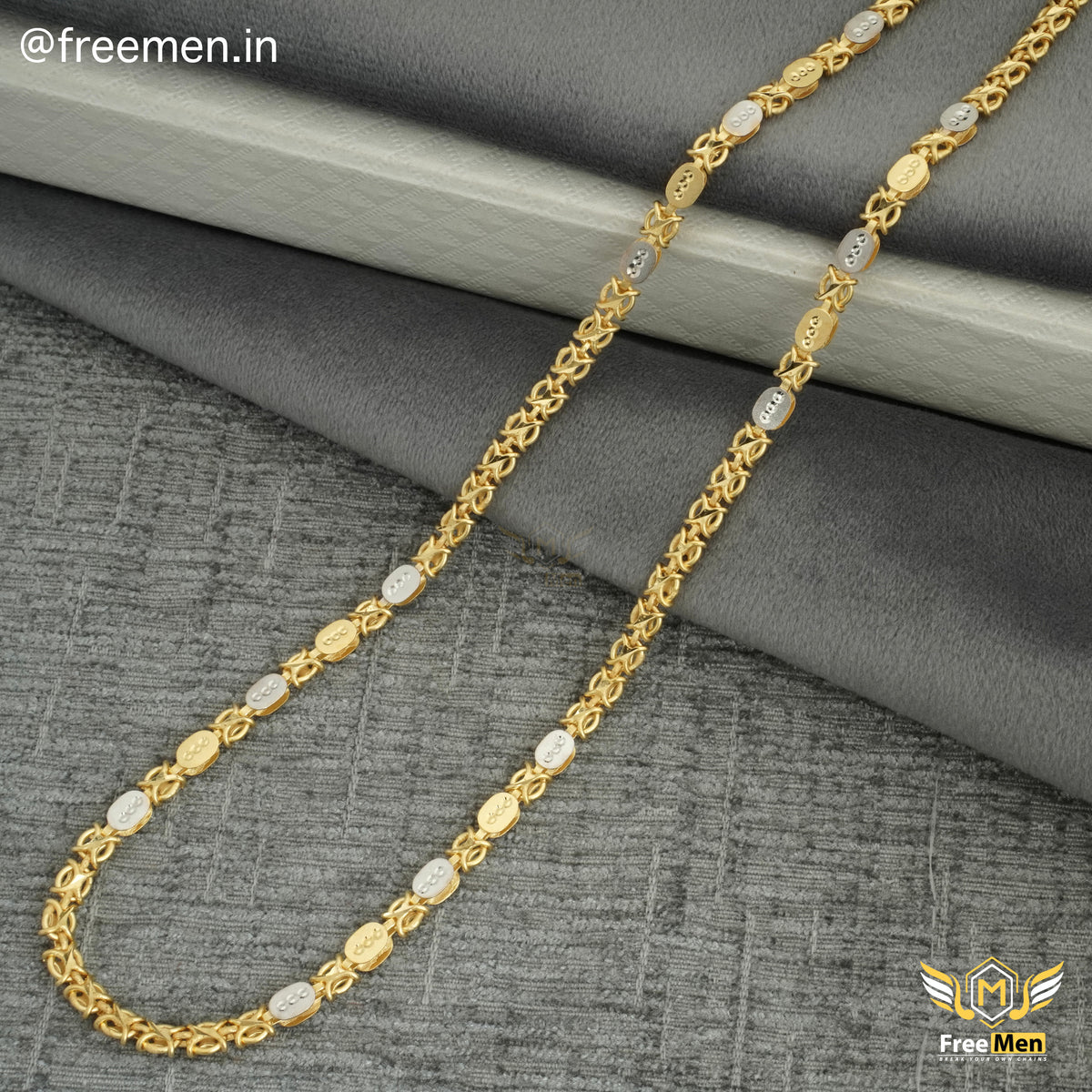 Freemen Stylish Delicate Gold and Rhodium Plated chain- FMGC03