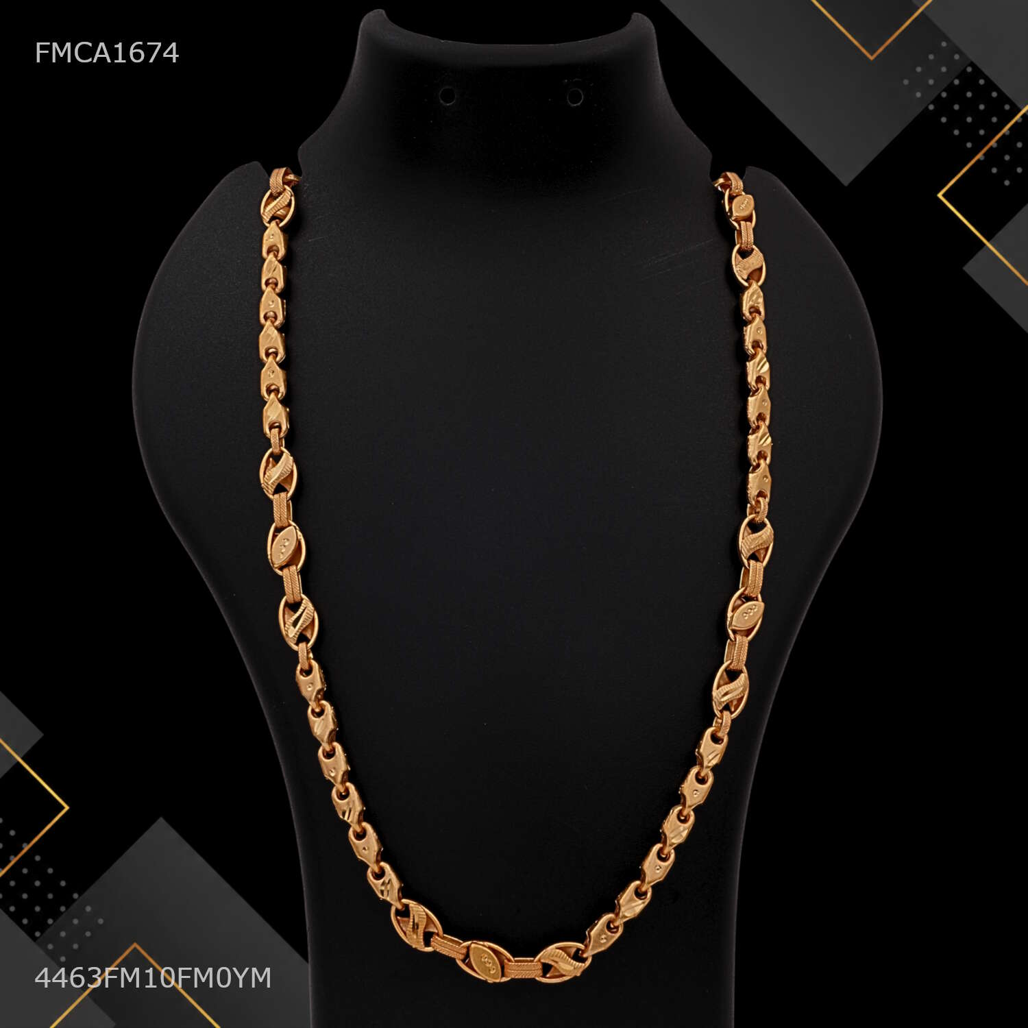 Swastika Rhodium Shini Nawabi gold plated chain For Man - FMGC1227