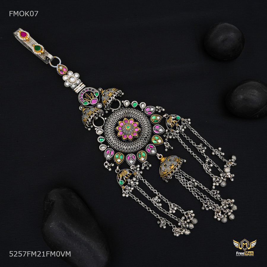 Antique Finish Floral Kamarbandh Brooch for women - FWOK07