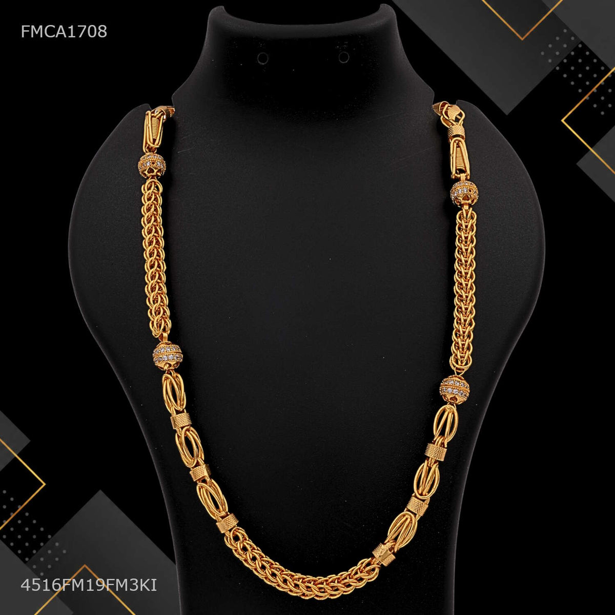 Designer AD Ball with Spring Pipe Indo Chain for Man - FMCA1708