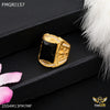 Freeme 1gm Black Stone with AD Gold plated ring for men - FMGRI157