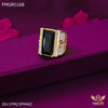 Freeme 1gm Long Black Stone with AD Gold plated ring for men - FMGRI168