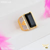 Freeme 1gm Long Black Stone with AD Gold plated ring for men - FMGRI168