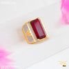 Freeme 1gm Long Red Stone with AD Gold plated ring for men - FMGRI169