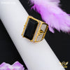 Freeme 1gm Long Black Stone with AD Gold plated ring for men - FMGRI168