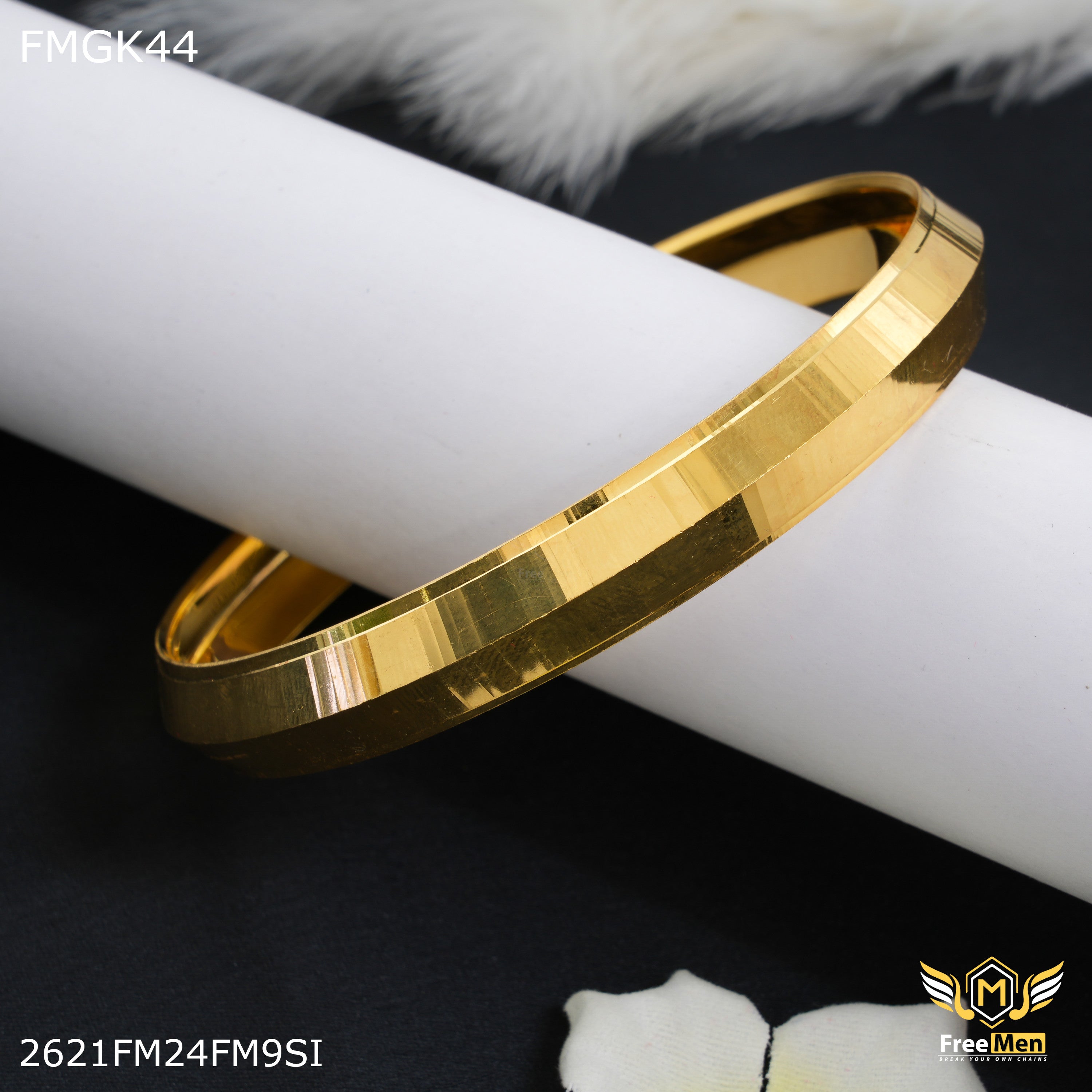 FreeMen Shining Plane gold plated kada for Men FMGK44 – Freemen®