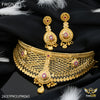 Freemen Pink AD Choker Necklace With Earring for women - FWGN721