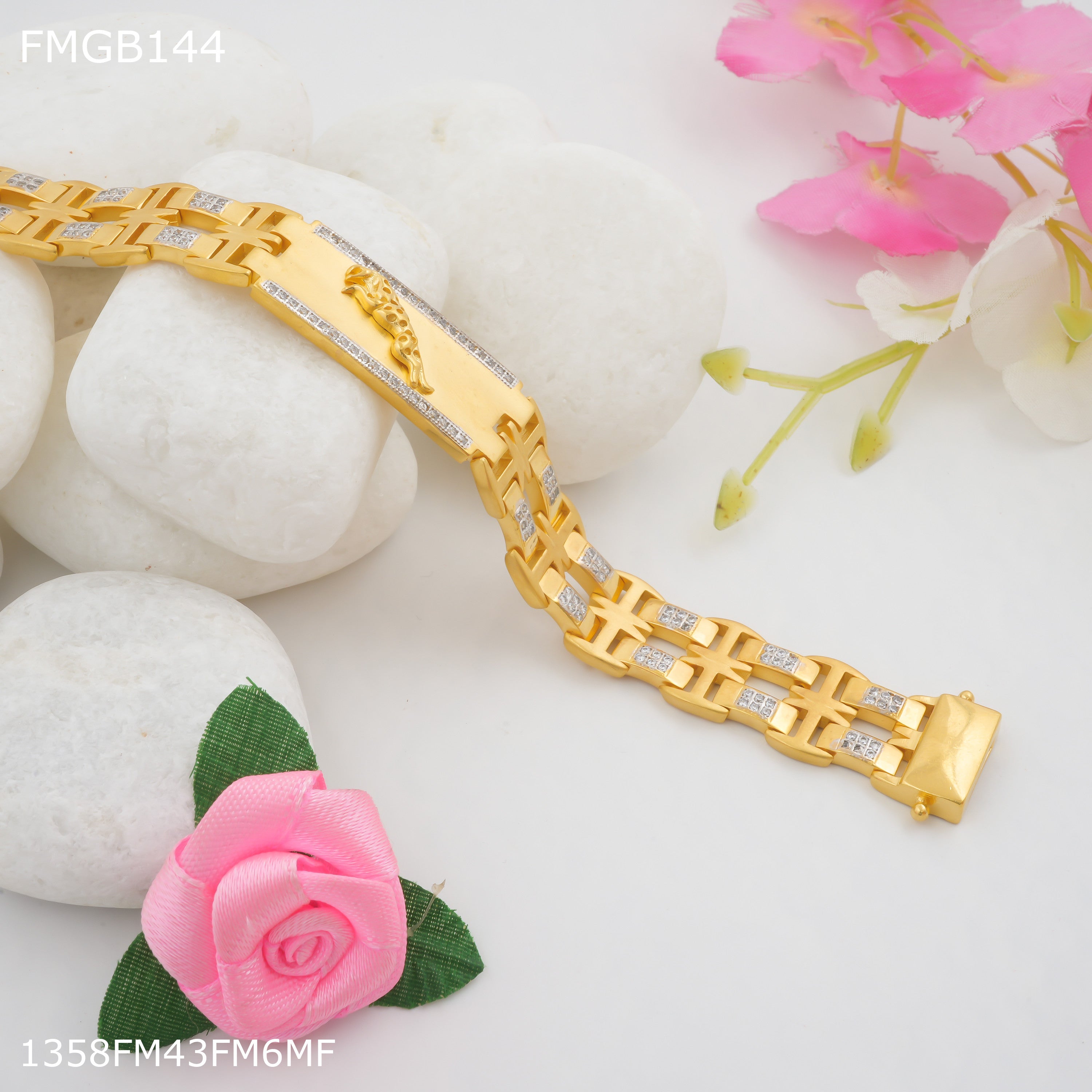 Buy Ethnic Gold Plated Mens Bracelet (KDB-1648853)