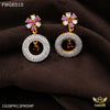 Freemen round pink stone AD gold plated Earring - FWGE010