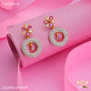 Freemen round pink stone AD gold plated Earring - FWGE010