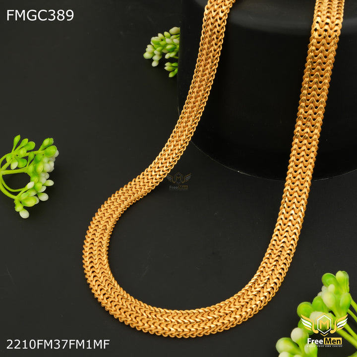 Freemen Two line Broad Milan gold plated Chain Design - FMGC389 – Freemen®