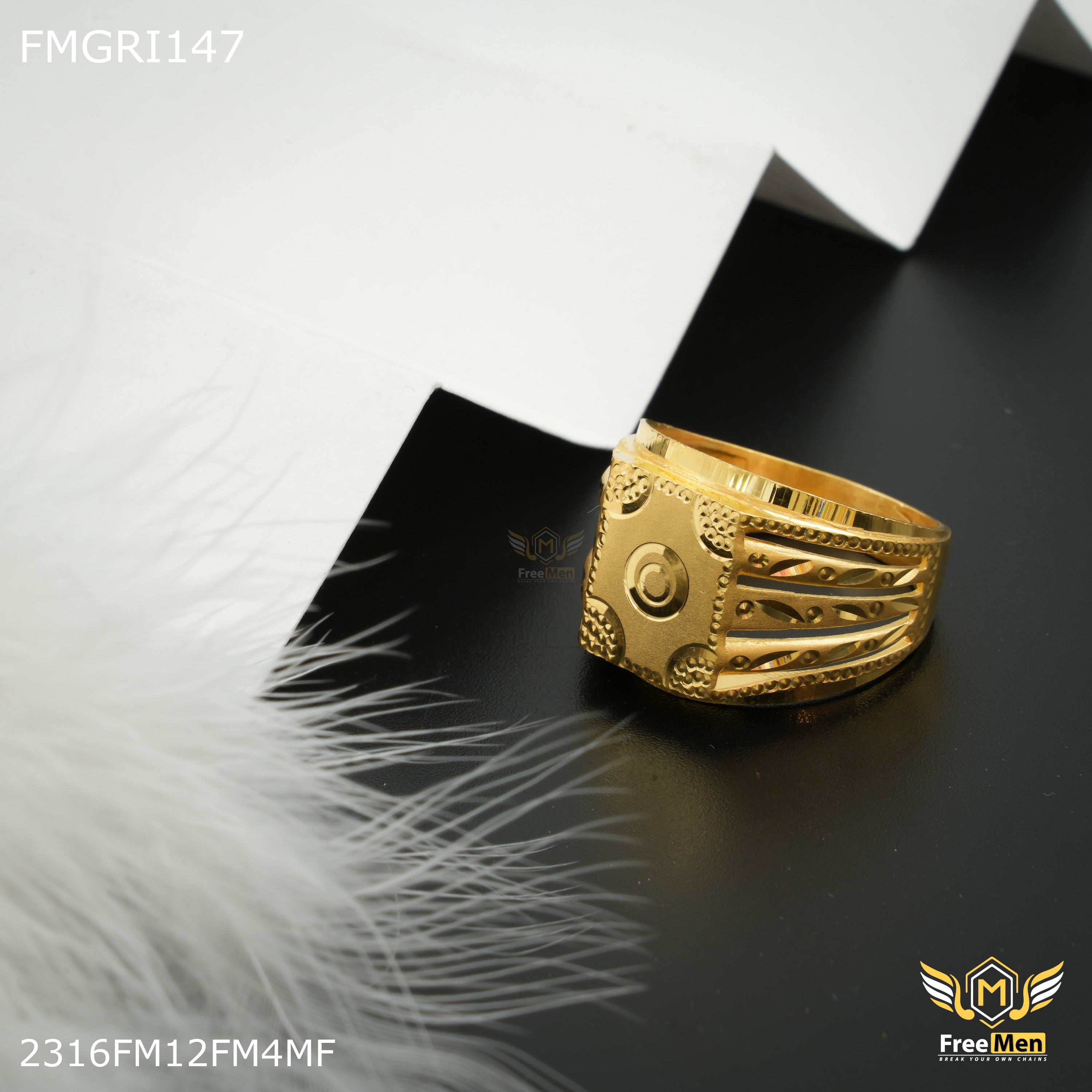 Freeme 1gm Designer Gold plated ring for men FMGRI147 – Freemen®
