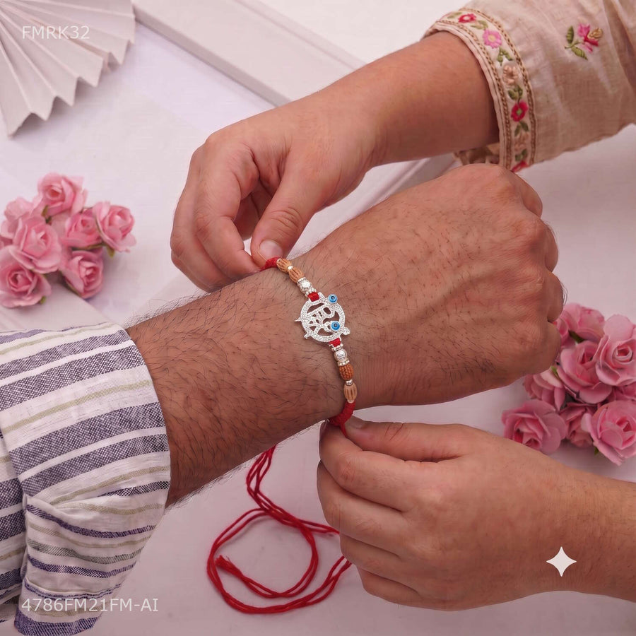 Designer Silver Krishna ji Rakhi for man