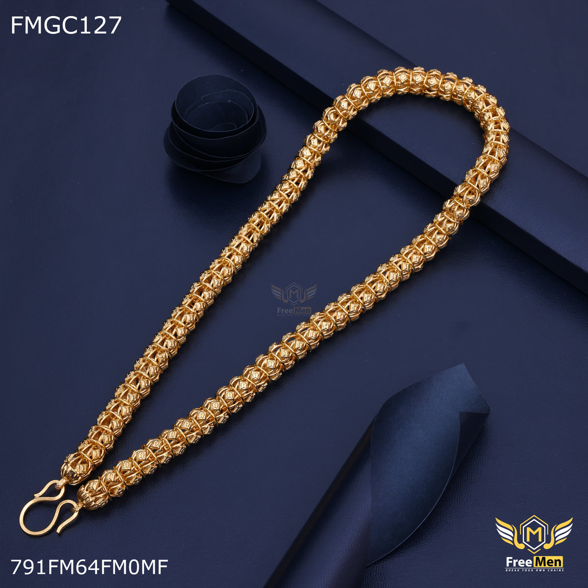 Freemen heavy indo chain with ring design Gold-Plated Chain- FMGC127
