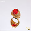 Freemen Oviform Red AD Design Golden Ring - FMRI26