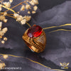 Freemen Oviform Red AD Design Golden Ring - FMRI26
