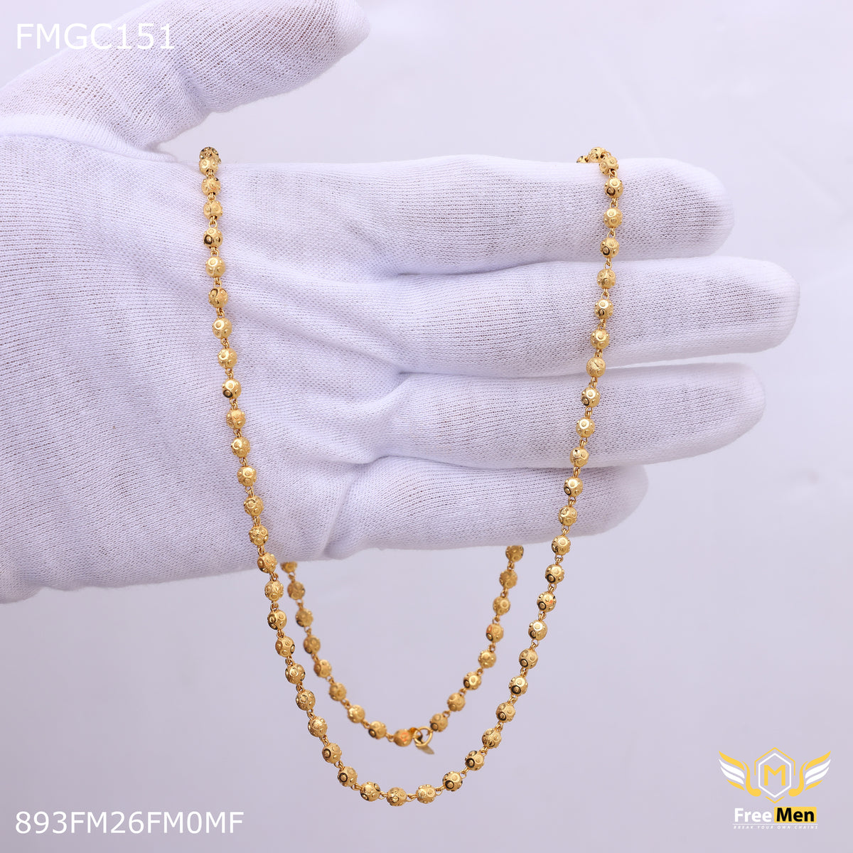 Freemen Gold Plated small disco balls Chain for Men - FMGC151
