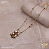 Freemen One line Green andpink moti mangalsutra for women - FWM71