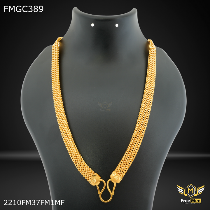 Freemen Two line Broad Milan gold plated Chain Design - FMGC389 – Freemen®