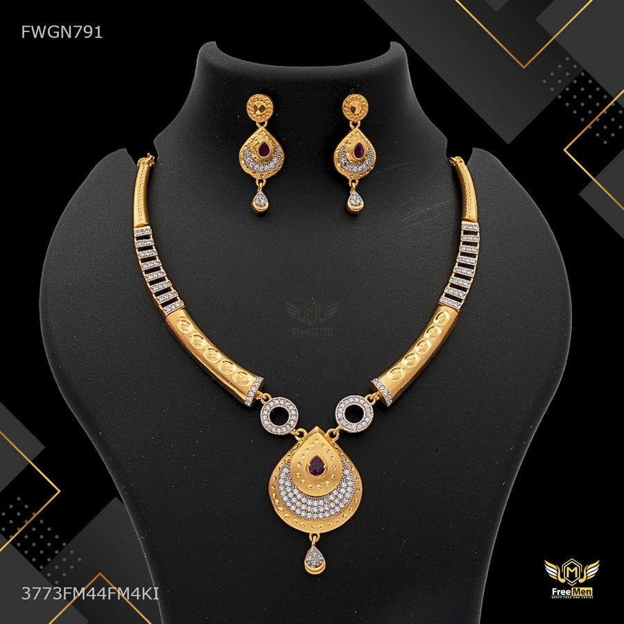 Antique Drop with Shini AD Necklaces for women - FWGN791