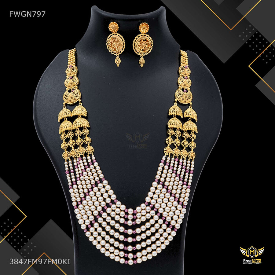 Antique Eight Line Moti Necklaces for women - FWGN797