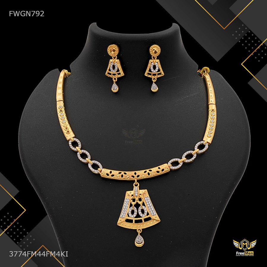 Antique Owel Lock with Shini AD Necklaces for women - FWGN792