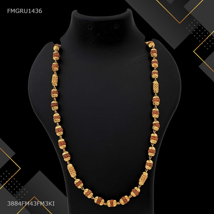 Brown with Round Net Pipe Rudraksha mala For Men - FMGRU1436