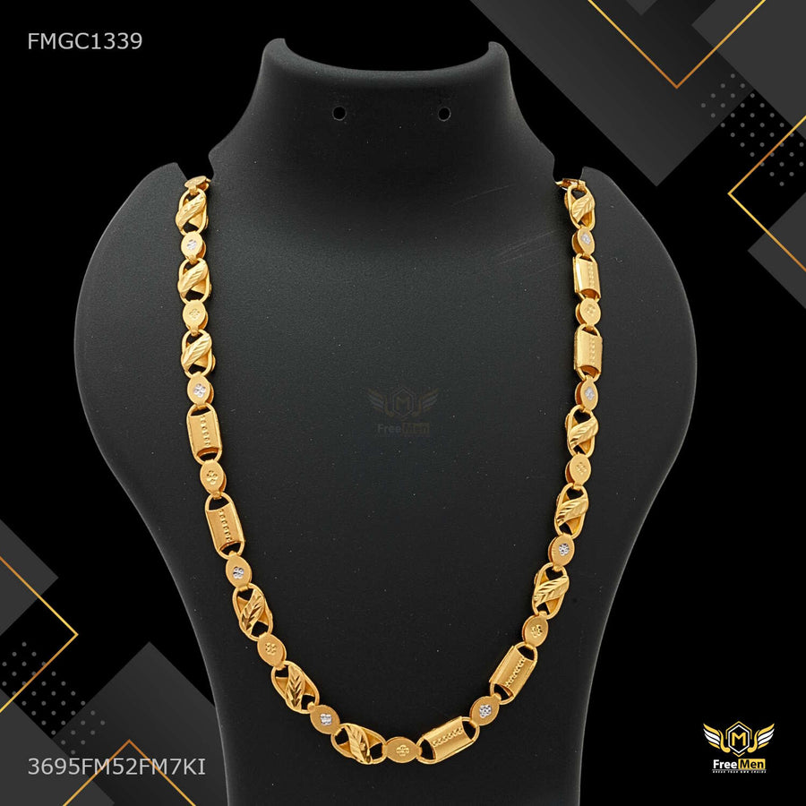 C cut Nawabi with Leaf Lotus gold plated chain For Man - FMGC1339