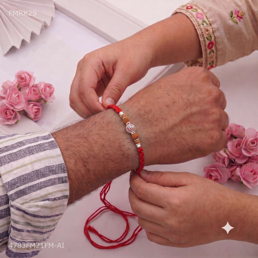 Designer AD with Silver Ball Rakhi for man
