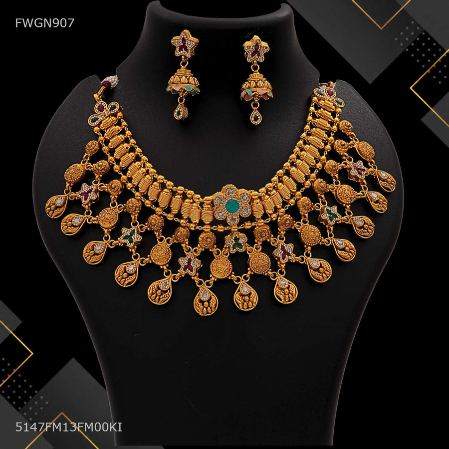 Designer Antique Rajwadi Charm Necklace for women -FWGN907