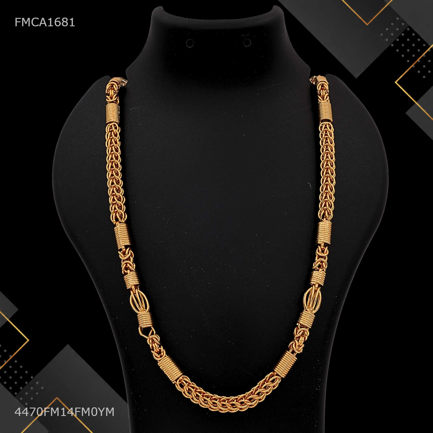Swastika Rhodium Shini Nawabi gold plated chain For Man - FMGC1227