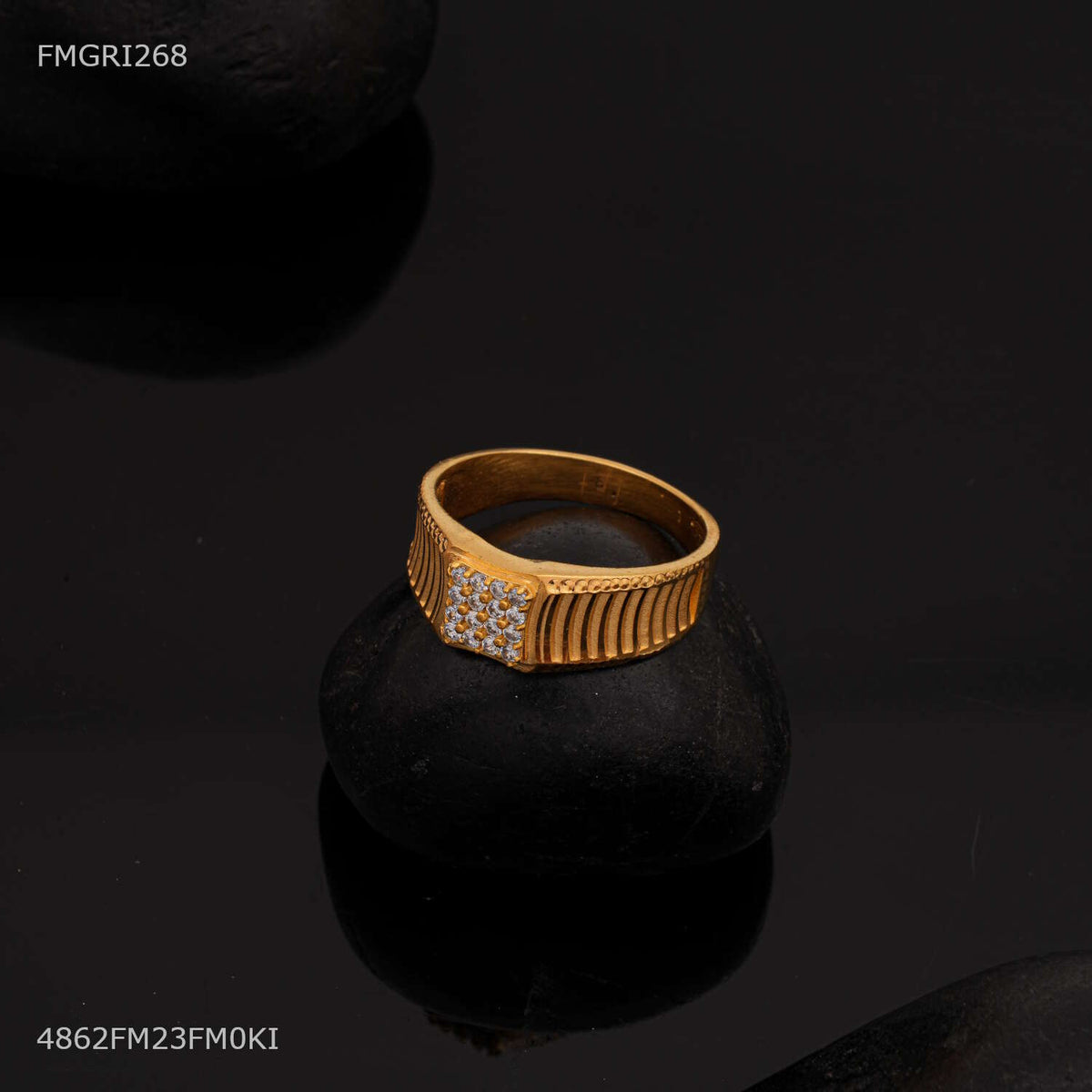 Designer Classic Textured Band Cluster Ring for men -FMGRI268