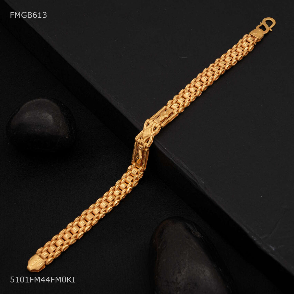Designer Diamond Cut Triple Link Bracelet For Men- FMGB613