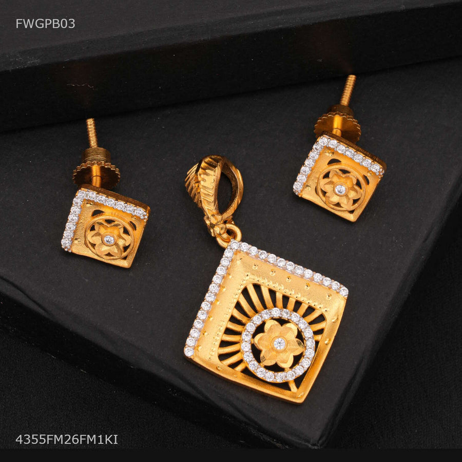 Designer Diamond Shape with AD Pendent with Earring for women - FWGPB03