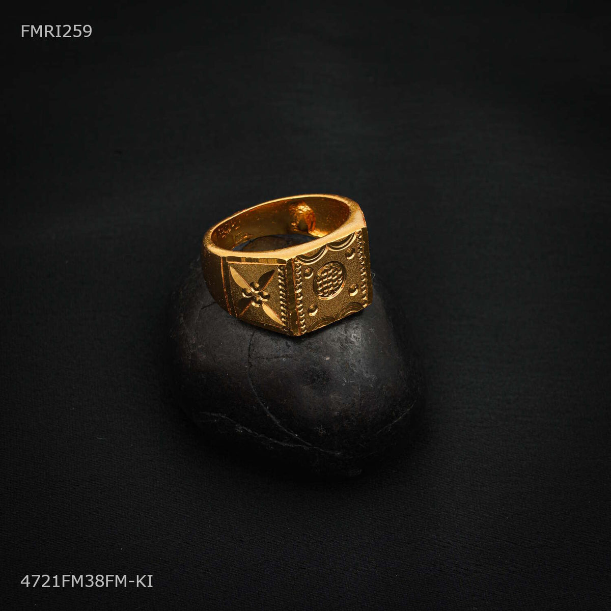 Designer Dot Texture Square Box ring for men - FMRI259
