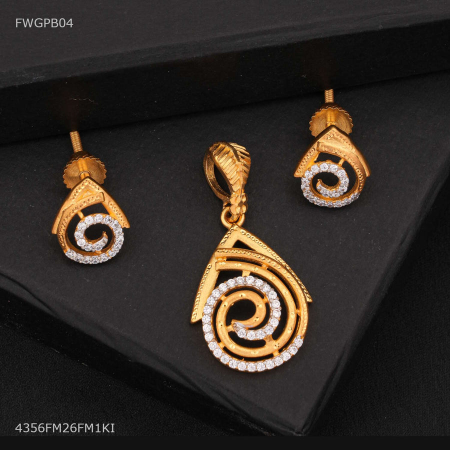 Designer Drop Shape with AD Pendent with Earing for women - FWGPB04