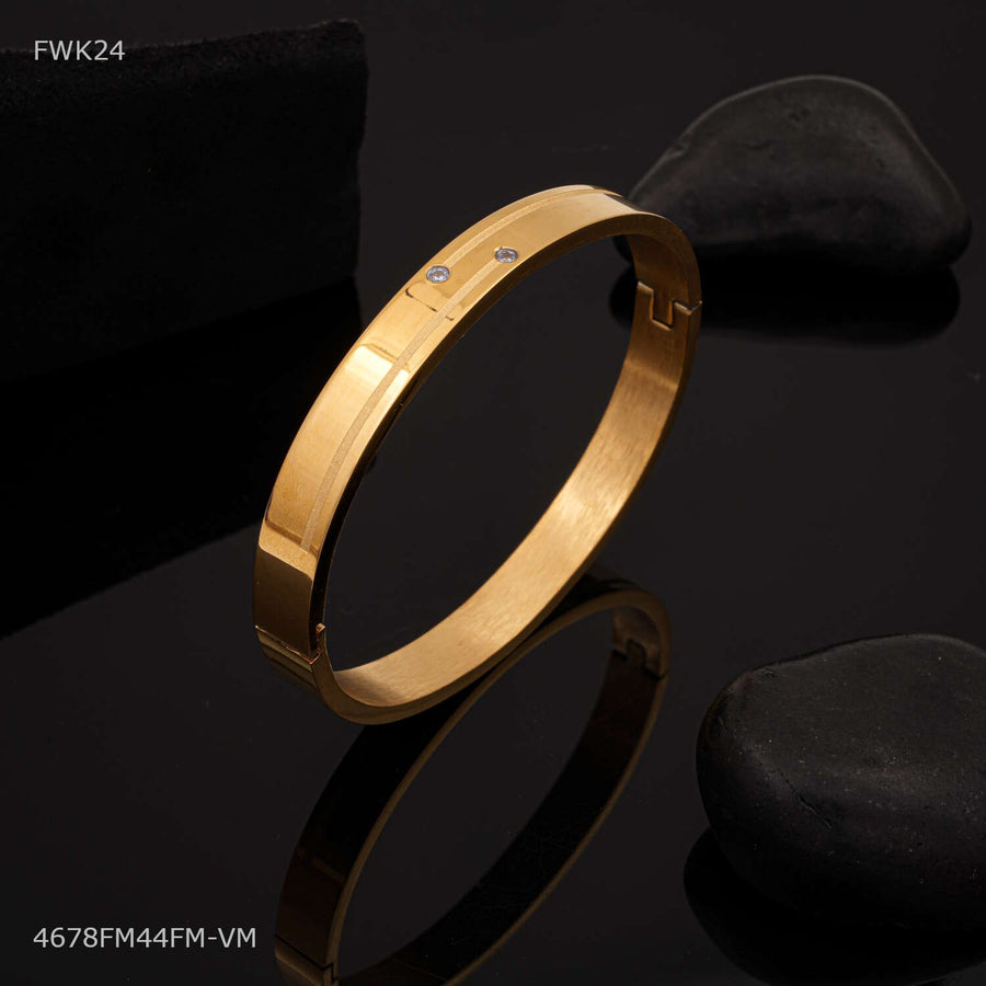 Designer dual dimond golden-plated stainless steel kada for women -FWK24