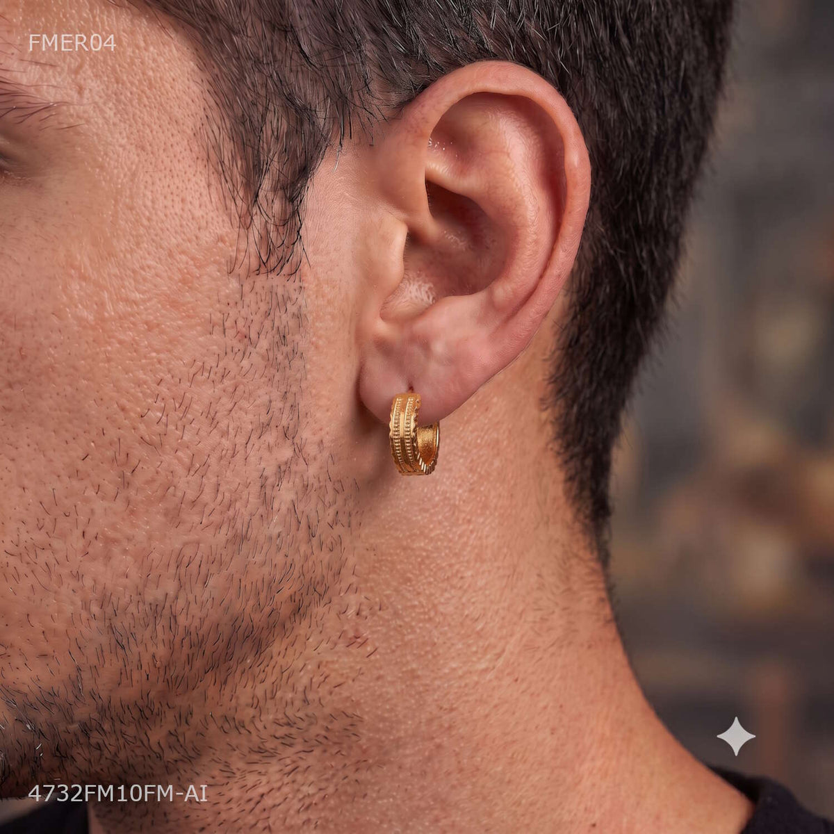 Designer Dual Line Dot Earring for man - FMER04