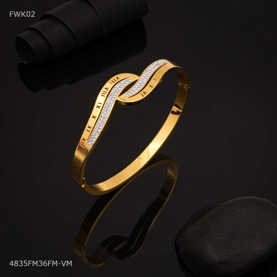 Designer Engraved Numerals Golden kada for women -FWK02