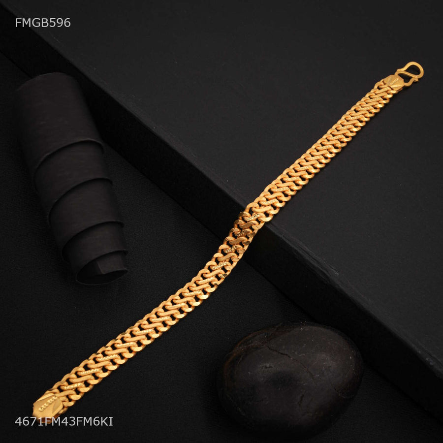 Designer Fancy Double Curb Bracelet For Men - FMGB596