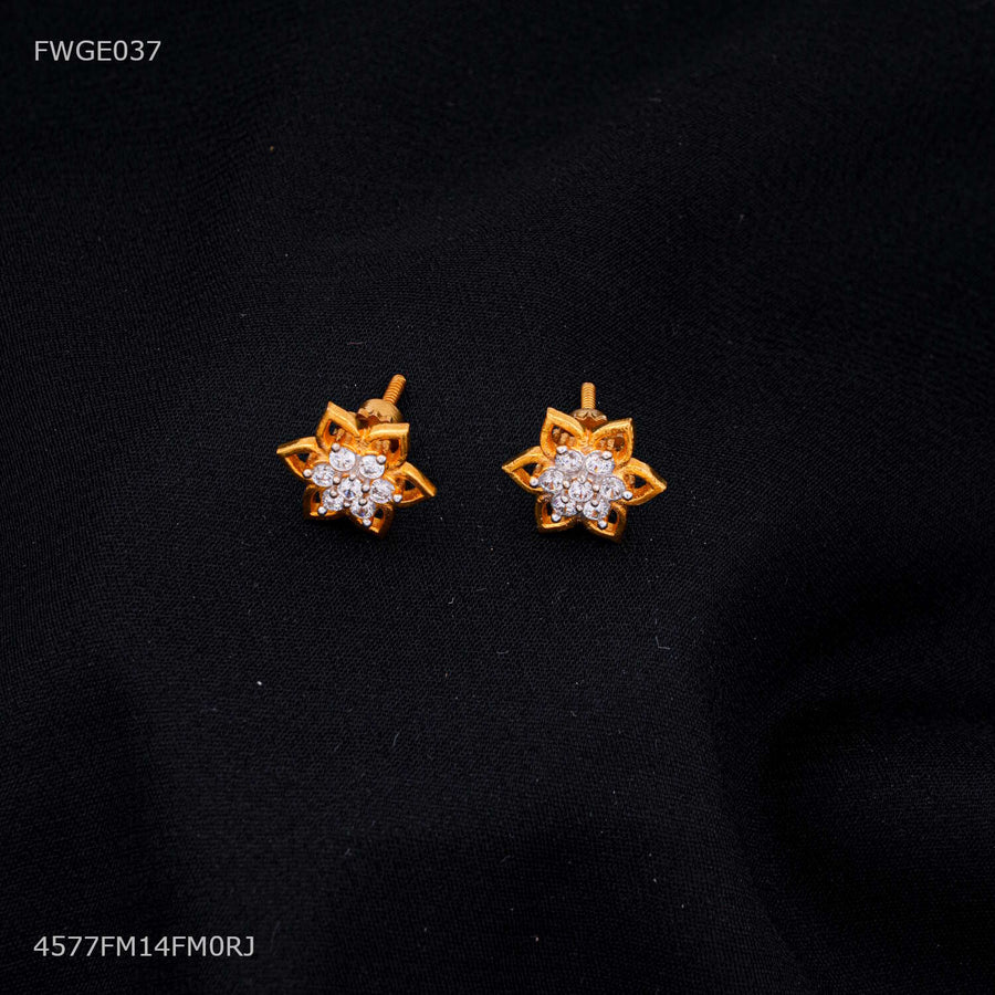 Designer Floral Crown Spark gold plated Earring- FWGE037