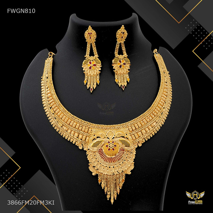 Designer Half Moon cut Flower Nacklace for women - FWGN810