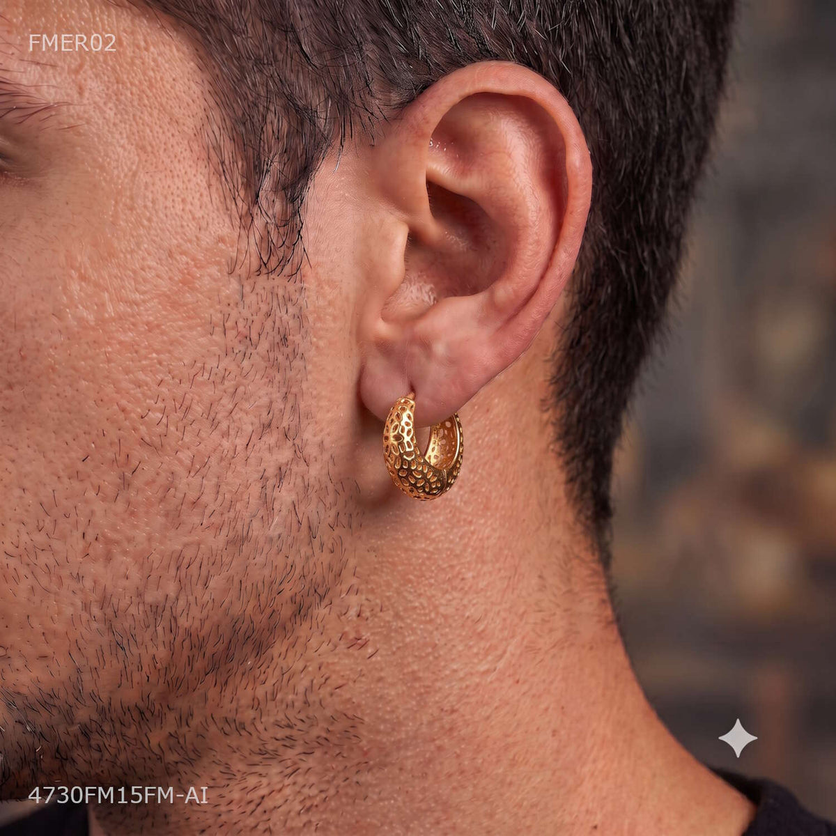 Designer Lattice Hoop Earring for man - FMER02