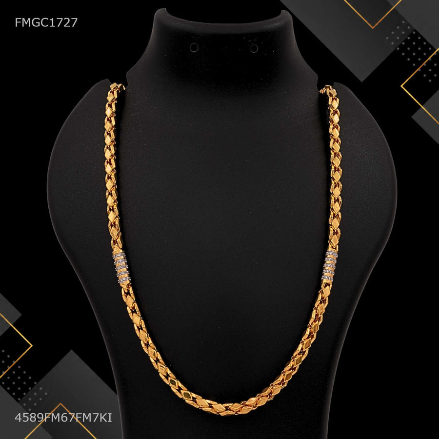Designer Luxury Min Diamond Cut with AD Pipe Gold plated chain For Man -FMGC1727