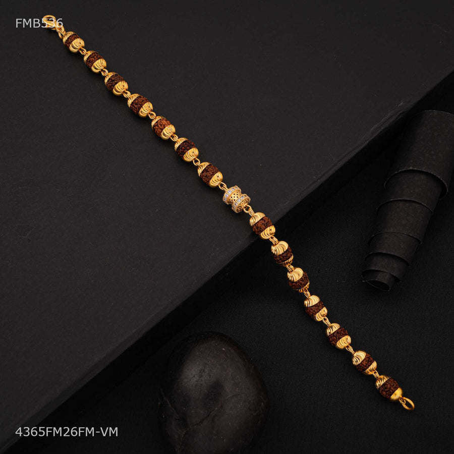 Designer Mini AD Pipe Brown Rudraksha Bracelet For Men - FMB536