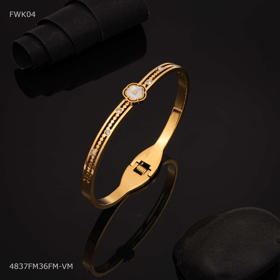 Designer Mini Flower AD Golden kada for women -FWK04