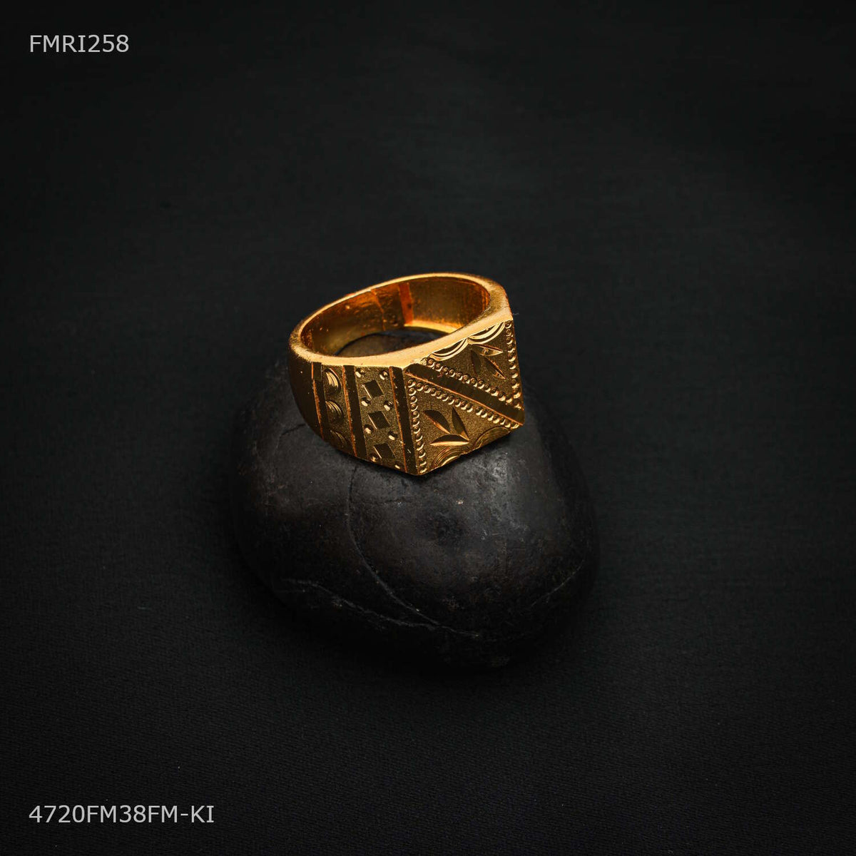 Designer Mini Flower Leaf Texture Square Box ring for men - FMRI258
