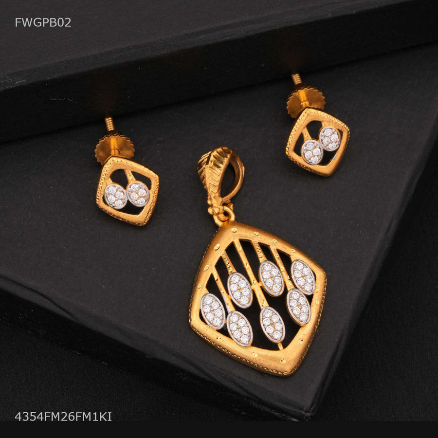 Designer Modern Lattice Pendent with Earring for women - FWGPB02