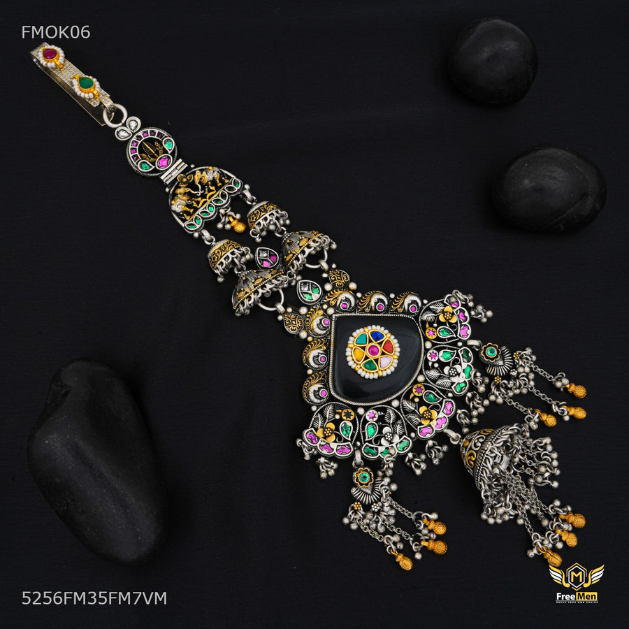 Designer Navratna Shield Kamarbandh Brooch for women - FWOK06